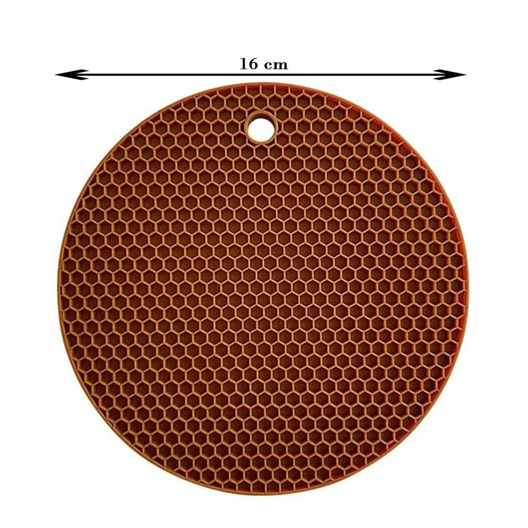 Non-Slip Silicone Trivets Mat Set of 2 Multi Purpose Drying Mats, Heat Resistant to 464?øF, Brown