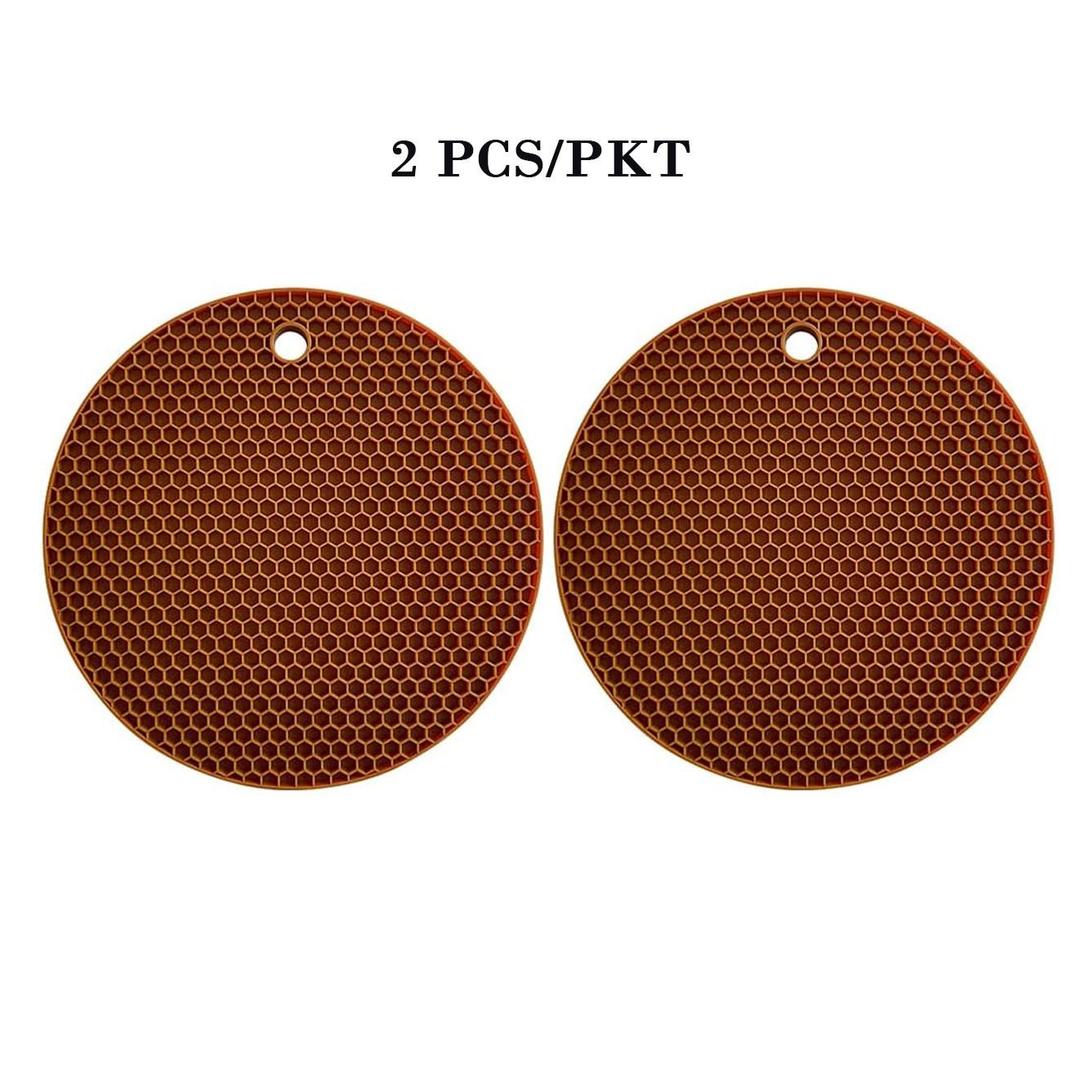 Non-Slip Silicone Trivets Mat Set of 2 Multi Purpose Drying Mats, Heat Resistant to 464?øF, Brown