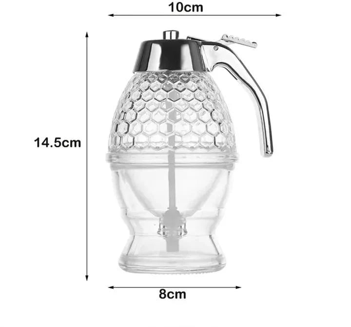 Transparent Glass Honey Juice Syrup Dispenser Pot