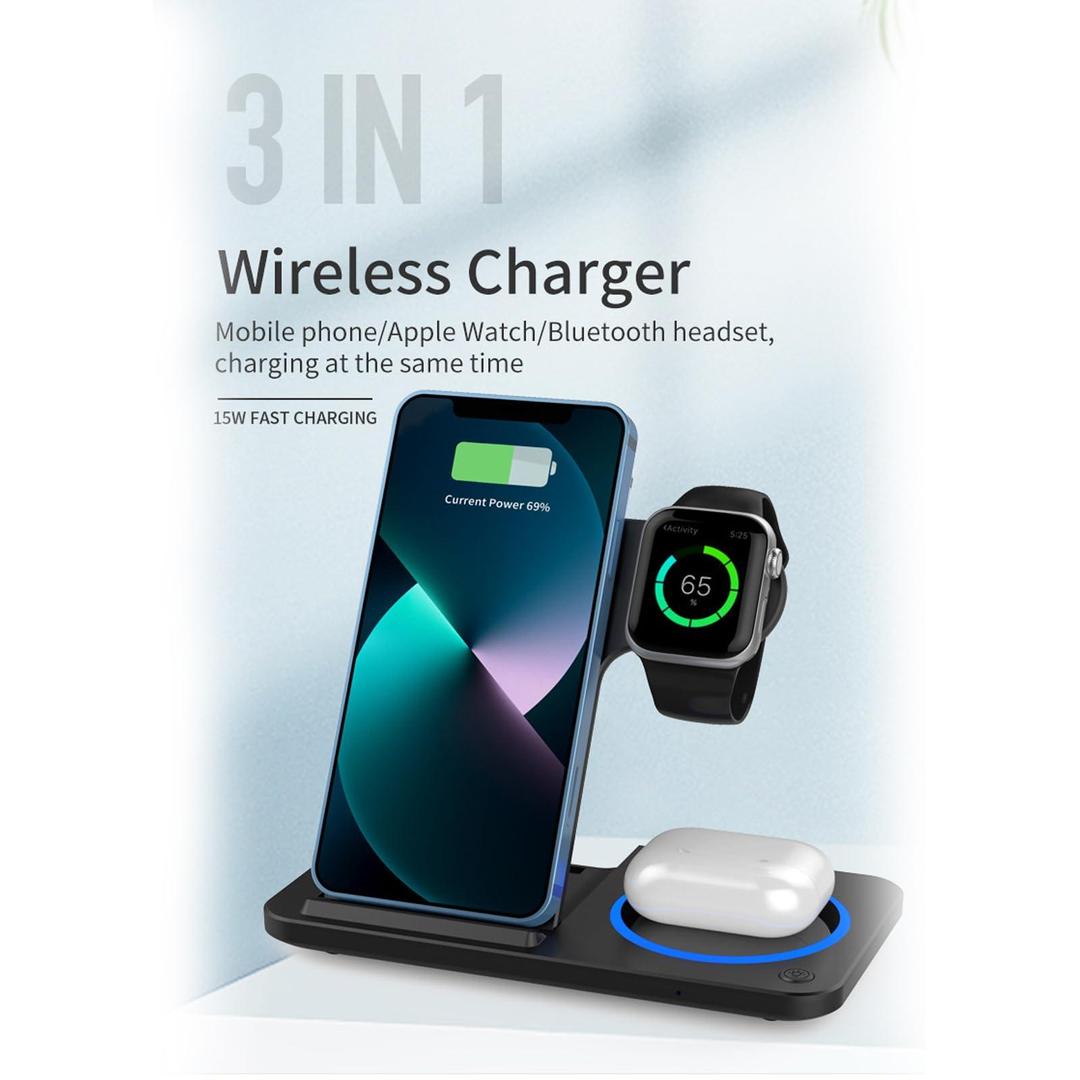 3-in-1 Magnetic Foldable Wireless Charger Stand ƒ?? Fast Charging